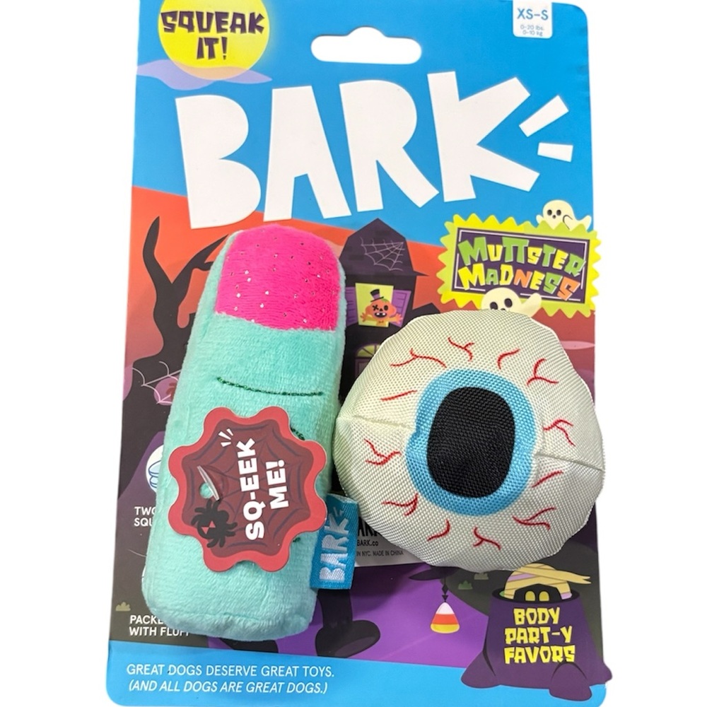 Bark Box Dog Toys Halloween Muttster Madness, Body Part-Y Favors, XS-S NWT
